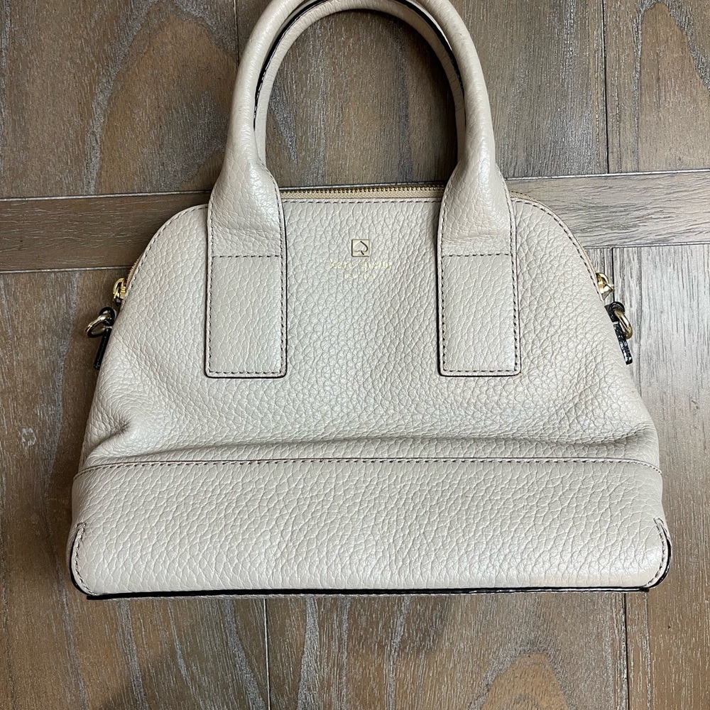 Kate Spade Cream Satchel with Textured Leather and Minimalist Design
